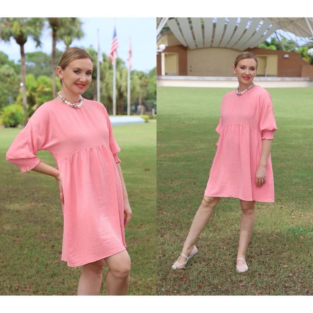 Dokotoo mini dress, salmon color, coral, size S